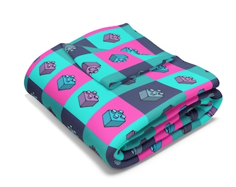 Pink and Turquoise, LEGO Inspired Arctic Fleece Blanket