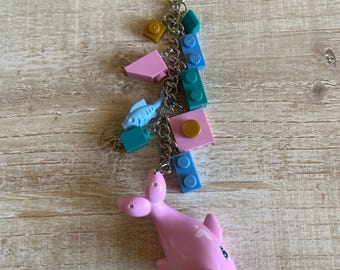 Narwhal Keychain with Authentic Bricks Used as Charms