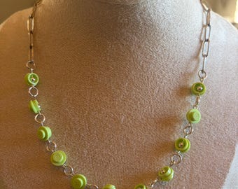 Silver Chain Necklace with Authentic Bricks