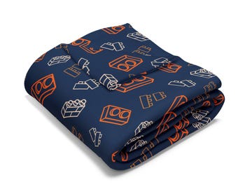 Navy and Orange, LEGO Inspired Arctic Fleece Blanket