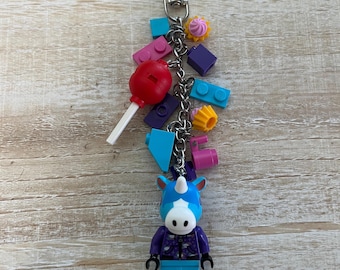 Julian Keychain with Authentic Bricks Used as Charms