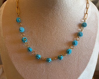 Gold Chain Necklace with Authentic Bricks