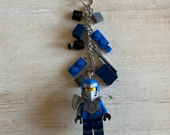 Jay- Hero Keychain with Authentic Bricks Used as Charms