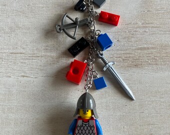 Castle Knight Keychain with Authentic Bricks Used as Charms