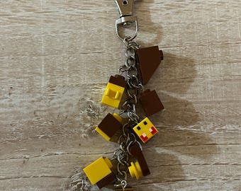 Bumble Bees Keychain with Authentic Bricks Used as Charms