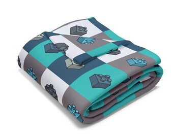 Mint and Blue, LEGO Inspired Arctic Fleece Blanket