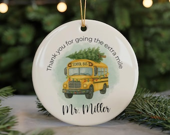 Ozdoba świąteczna dla kierowcy autobusu – spersonalizowany prezent dla szkolnego autobusu, pamiątka z podziękowaniami dla nauczyciela