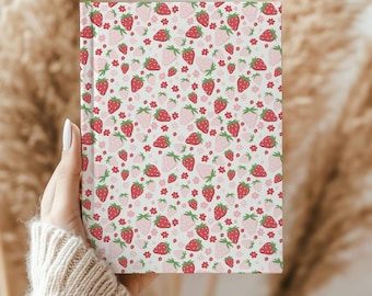 Strawberry Bliss Hardcover Journal | Cute Stationery, Gift for Writers, Daily Planner, Floral Notebook, Ideal for Students