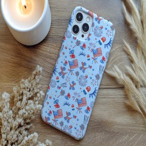 Party in the USA Tough Phone Case for iPhone and Samsung  Patriotic Red, White and Blue 4th of July Fireworks Design
