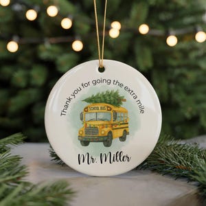 Bus Driver Christmas Ornament – Personalized School Bus Gift, Thank You Teacher Holiday Keepsake