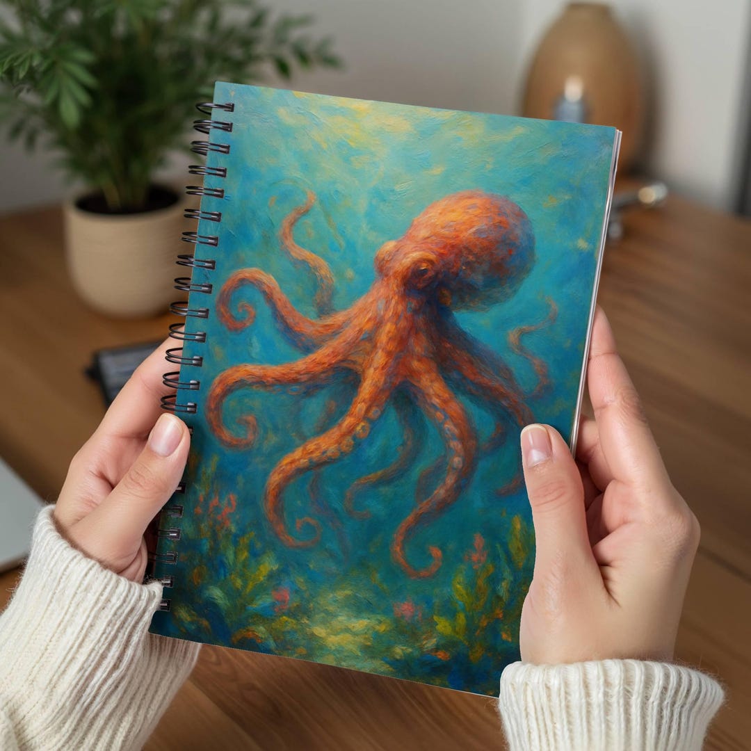 Octopus Notebook Octopus Art Spiral Journal | Ocean Painting Notebook | Nautical Writing ...