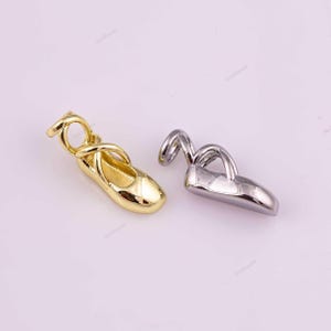 18k GF Ballettschuhe Ballerina Tanzschuhe Charme 6x8x20mm gold filled silber Charms 1420 ggf cz pave 18K Gold gefüllt