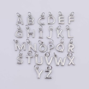 Silver Alphabet initial letter letters initial charm bracelet necklace for diy jewelry making supply approx 8x12mm