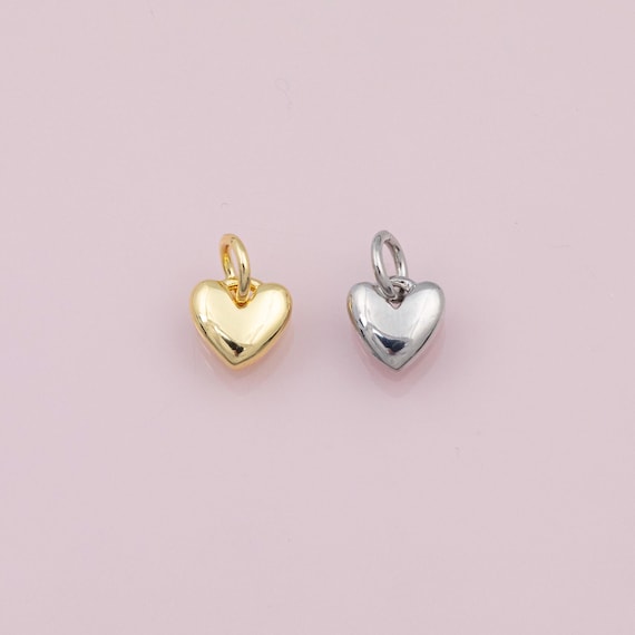 18K Gold Filled Tiny Heart Pendant,Dainty Heart Charm Bracelet Necklace for DIY Jewelry Making Supply