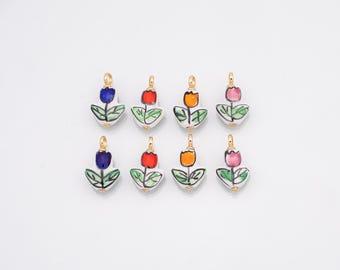 Keramische bloem roos bedel Kleurrijke keramische geboortemaand bloemen bedels handgemaakt geschilderd porselein vintage ketting armband sieraden aanbod
