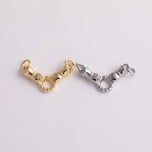 22k gold filled hand grasping ring connector charm 13x17mm silver bracelet necklace pendant minimalist charms cz pave