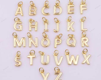 18k GF letter letters alphabet initial charm charms bracelet necklace for diy jewelry making supply approx 8x11mm 18K Gold Filled