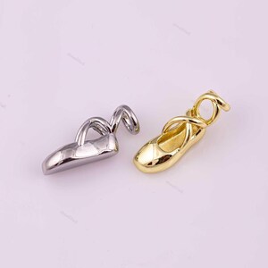 18k GF ballet shoes ballerina dance dancing shoes charm 6x8x20mm gold filled silver charms 1420 gf cz pave 18K Gold Filled image 3