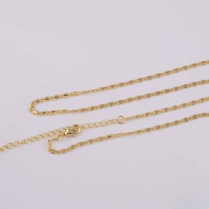 16&quot; 22k Gold Filled Tab Necklace 2mm Necklace Chain with 2&quot; Extender
