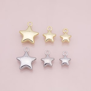 Star charms 3 sizes small medium large charm 18k Gold Filled Charm Bar Bracelets and Necklaces Silver Pave CZ Minimalist Charms