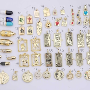 18K guldfyllda berlocker berlock tarotkort piller mahjong lås nycklar mynt smiley indisk buddha kärlek cupid mary indiskt huvud orm 1420 14/20 gf