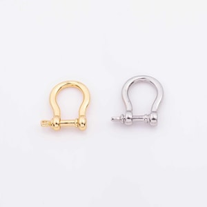 18K Gold Fille Carabiner Horse Shoe Screw Clasp 15x17mm, Carabiner Lock Connector, Spring Push Gate for DIY Finding Necklace Bracelet