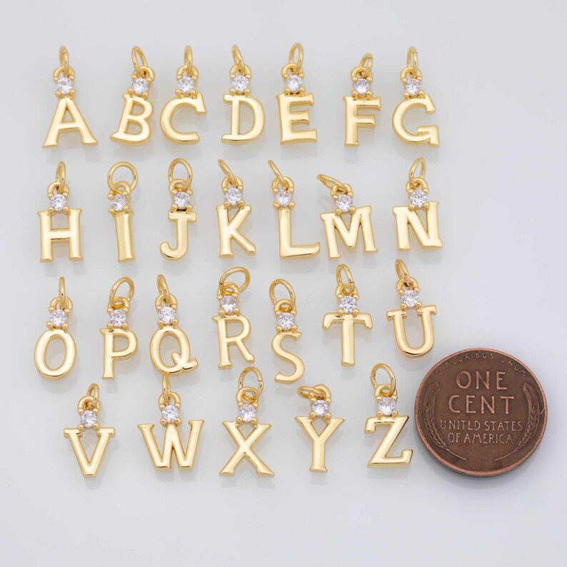 Charmed Letters Alphabet Letters With Rhinestone Charm 18K Gold Filled for Charm Bar ...