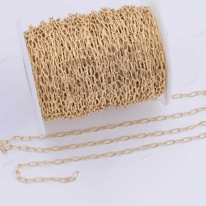 18k GF Dainty Paperclip Round chain round 3x6mm Unfinished Chain by the yard 18K Gold Filled