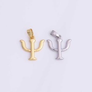 Psi Charms 15x15mm Greek Letter for Psychology 18K Gold Filled for Charm Bar White Gold Silver Pave CZ Minimalist Charms