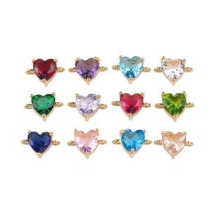 Full set birthstone heart connectors made in usa 1420 14/20 gold filled 5x13mm
