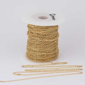 18K gold filled dainty oval chain 2mm unfinished chains for making bracelet necklaces 1420 14/20- by the yard