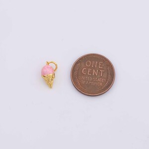 Ice Cream Cone Charm Enamel 6x12mm 14k Gold Filled for Charm Bar Bracelets and Necklaces Gold Pave CZ Minimalist Charms image 4