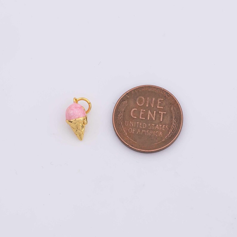Ice Cream Cone Charm Enamel 6x12mm 14k Gold Filled for Charm Bar Bracelets and Necklaces Gold Pave CZ Minimalist Charms image 4