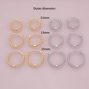 4個2ペア18Kゴールドフィルドフープイヤリングツイストスタイル11 mm 13 mm 15 mm非常に人気があります