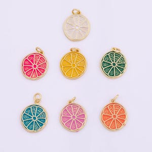 Lemon Lime Orange Fruit Charms 17x9mm 18K Gold Filled for Charm Bar Bracelets and Necklaces White Gold Silver Pave CZ Minimalist Charms