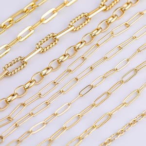 18k gold filled paperclip chain selection unfinished chains for jewelry making bracelet necklaces gold filled - by the yard