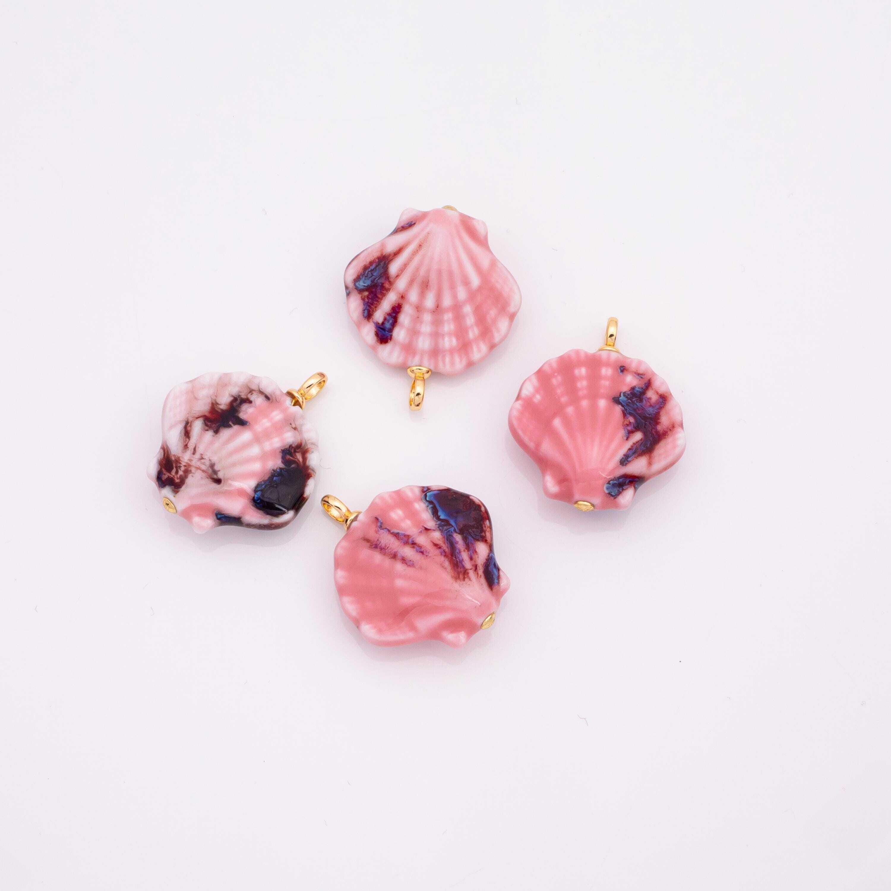 Ceramic Sea Shell Charm Colorful Ceramic Clam Oyster Shell Charms ...