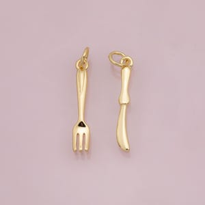 Knife and fork charm 18K Gold Filled for Charm Bar Bracelets and Necklaces Charms