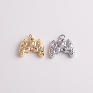 22k gold filled xbox playstation controller charm video game controller 14x11mm silver bracelet necklace pendant minimalist charms cz pave