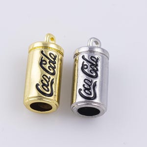 18k guldfylld Soda Cola-berlock 8 x 18 mm silverarmband, halsband, hänge, minimalistiska berlocker, cz-belagd