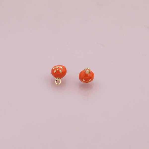 Pumpkin Jack-o'-lantern charm halloween fruit enamel charm 18k Gold Filled Charm Bar Bracelets and Necklaces Silver Charms
