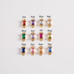 Conectores rectangulares pequeños con piedra natal, chapados en oro, fabricados en EE. UU., 1420, chapados en oro 14/20, 3 x 8 mm