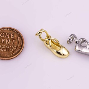 18k GF ballet shoes ballerina dance dancing shoes charm 6x8x20mm gold filled silver charms 1420 gf cz pave 18K Gold Filled image 2