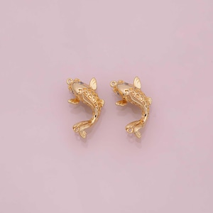 Fish charm koi gold fish connector charm 22K Gold Filled for Charm Bar Bracelets and Necklaces Charms