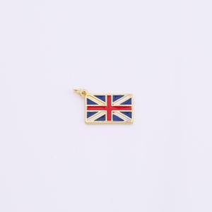 English United Kingdom Flag Union Jack Charm 11x17mm 18K Gold Filled for Charm Bar Bracelets and Necklaces Gold Pave CZ Minimalist Charms