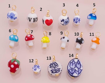 Kleurrijke keramische charme handgemaakt schilderij keramiek porselein dier bloem vintage charme voor ketting armband sieraden maken supply