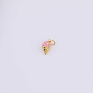 Ice Cream Cone Charm Enamel 6x12mm 14k Gold Filled for Charm Bar Bracelets and Necklaces Gold Pave CZ Minimalist Charms image 5