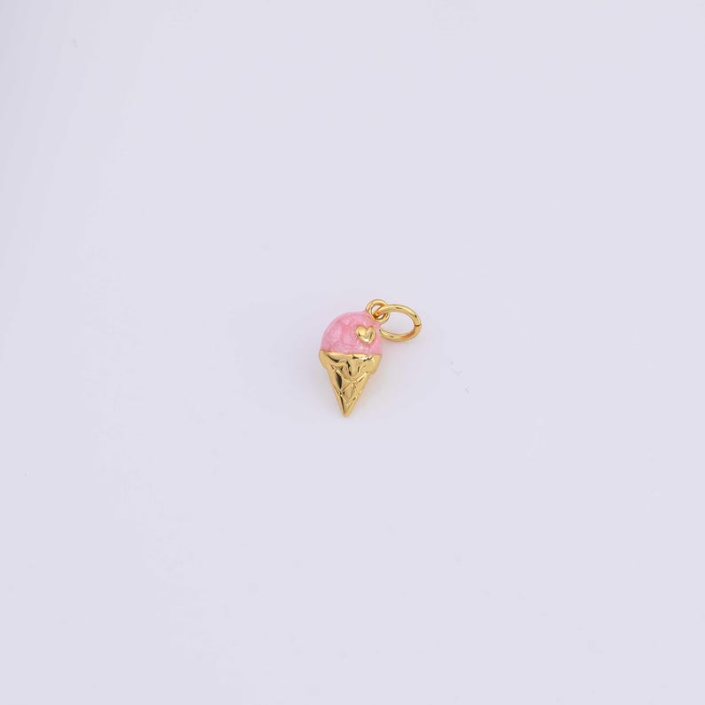 Ice Cream Cone Charm Enamel 6x12mm 14k Gold Filled for Charm Bar Bracelets and Necklaces Gold Pave CZ Minimalist Charms image 5