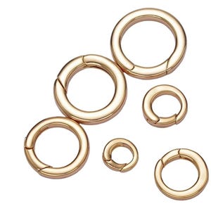 22k gold filled push gate ring carabiner charm holder bail for charm jewelry kit supplies for diy jewelry making push clasp 10mm 13mm 15mm