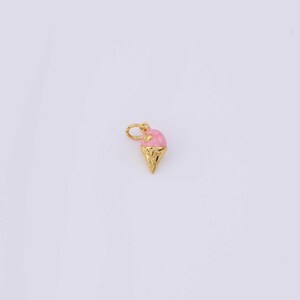 Ice Cream Cone Charm Enamel 6x12mm 14k Gold Filled for Charm Bar Bracelets and Necklaces Gold Pave CZ Minimalist Charms image 6